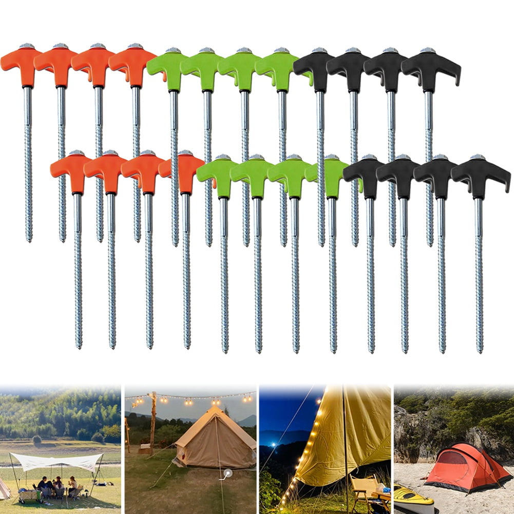 Screw in Tent Stakes with Hex Socket Heavy Duty Spiral Screw Green