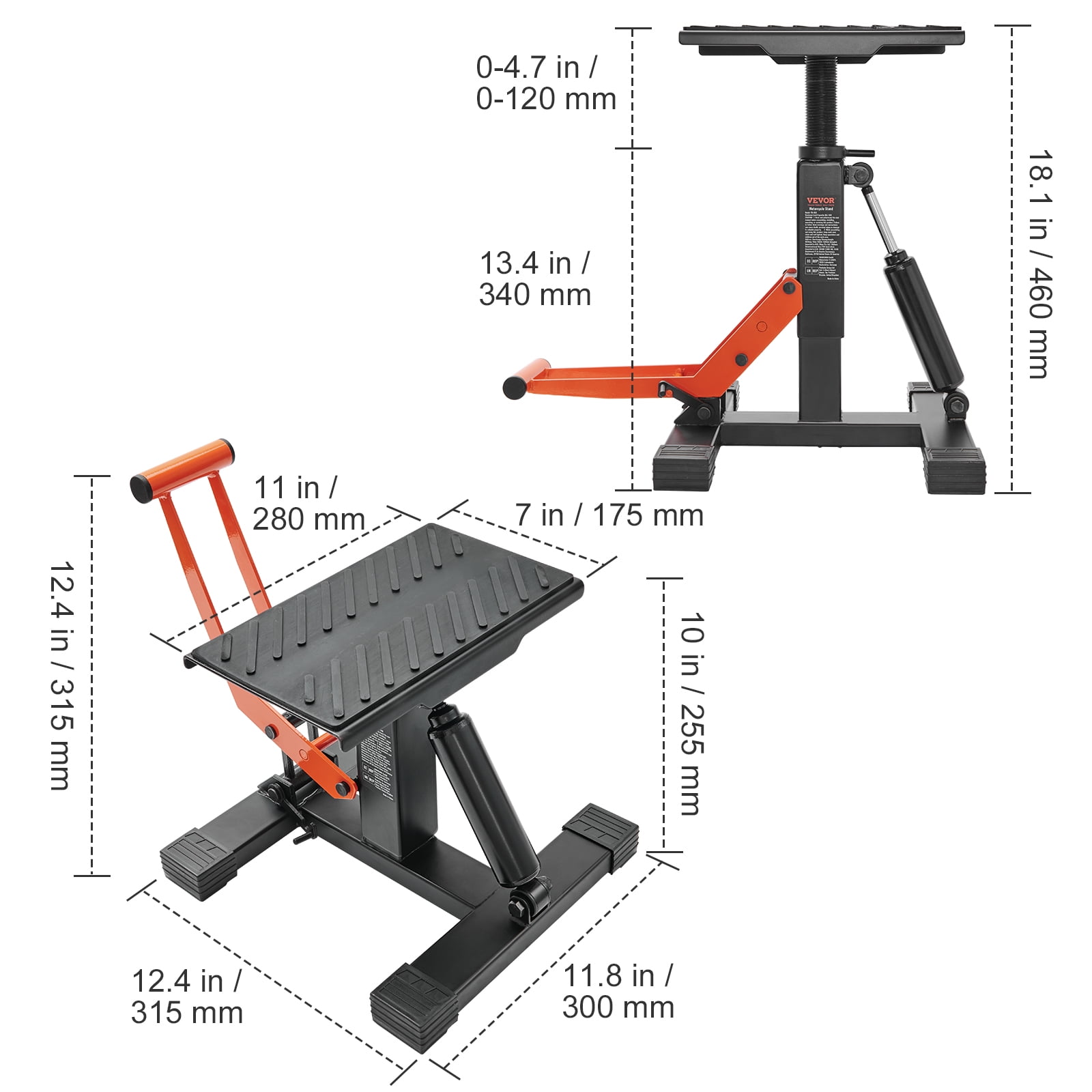 VEVOR Dirt Bike Lift Stand, Motorcycle Jack Lift Stand 440 lbs Capacity and Hydraulic Lift Operation, Adjustable Height Hoist Table, for Dirt Pit Bike Repair, Maintenance, Dirt Bike Accessories