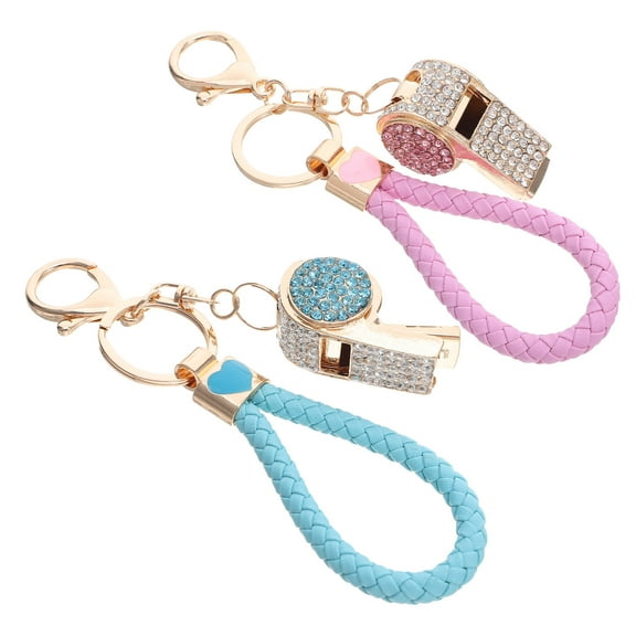 ELAYARD Metal Rhinestone Whistle Keychain Portable and Versatile for Everyday Use 2Pcs