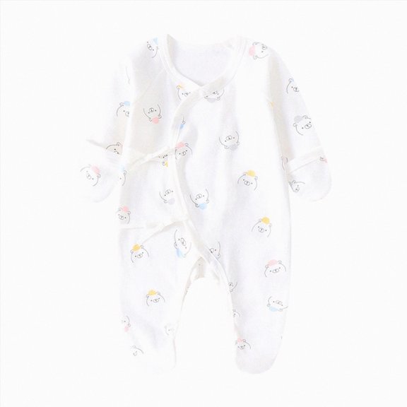 mgoYE Newborn Romper Coming Home Outfit Unisex Cotton Pattern Button Jumpsuits for Infant Baby Boys Girls(Light Purple,1-3 Months)