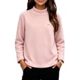 thumbnail image 4 of Big Girls Cute Undershirts Mock Neck Printed Fleece Pullover Drop Shoulder Warm Casual Fall Winter Outfits Pink 11-12Years, 4 of 5
