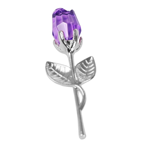 Regalo de flor de rosa de cristal, regalo romántico del día de San Valentín, día de la madre, adorno de graduación para amigos, mujeres y esposas Plata Púrpura
