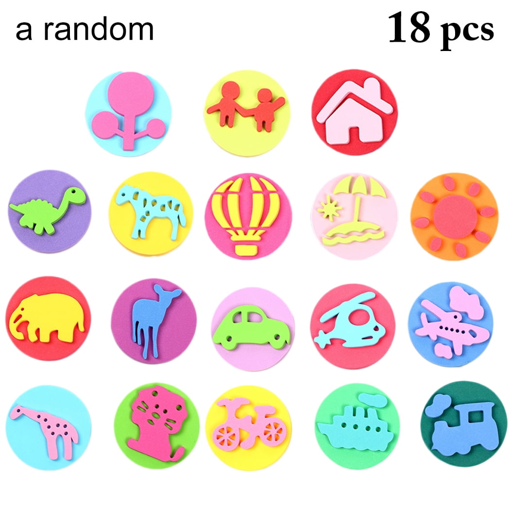 18PCS Sponge Stamp Creative DIY Paint Stamp Round Stamp Drawing Craft