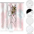 thumbnail image 2 of Abstract Woman Shower Curtain Minimalist Aesthetic Art Boho Shower Curtain Pink Mid Century Modern Floral Leaf Bathroom Decor with 12 Hooks 72x72 inches, 2 of 5