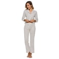 thumbnail image 4 of Conjunto de pijama de manga larga con botones y pantalones para mujer, color blanco, 4 of 5