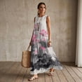 thumbnail image 3 of Xixirimido Ink Wash Lotus Flower Print Maxi Dress for Women Crewneck Sleeveless A-line Casual Dresses Summer Beach Vacation Long Dresses Flowy Sundress with Pockets, Size XXL, 3 of 7