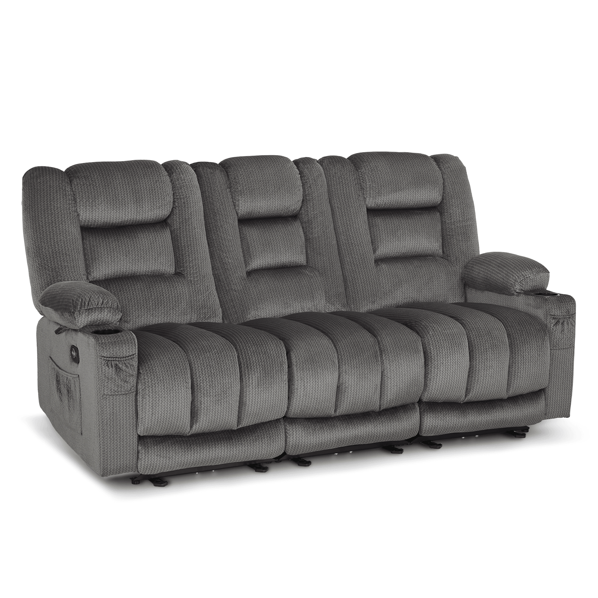 MCombo 3 Seater Zero Gravity Power Reclining Sofa for Living Room, Fabric, Grey