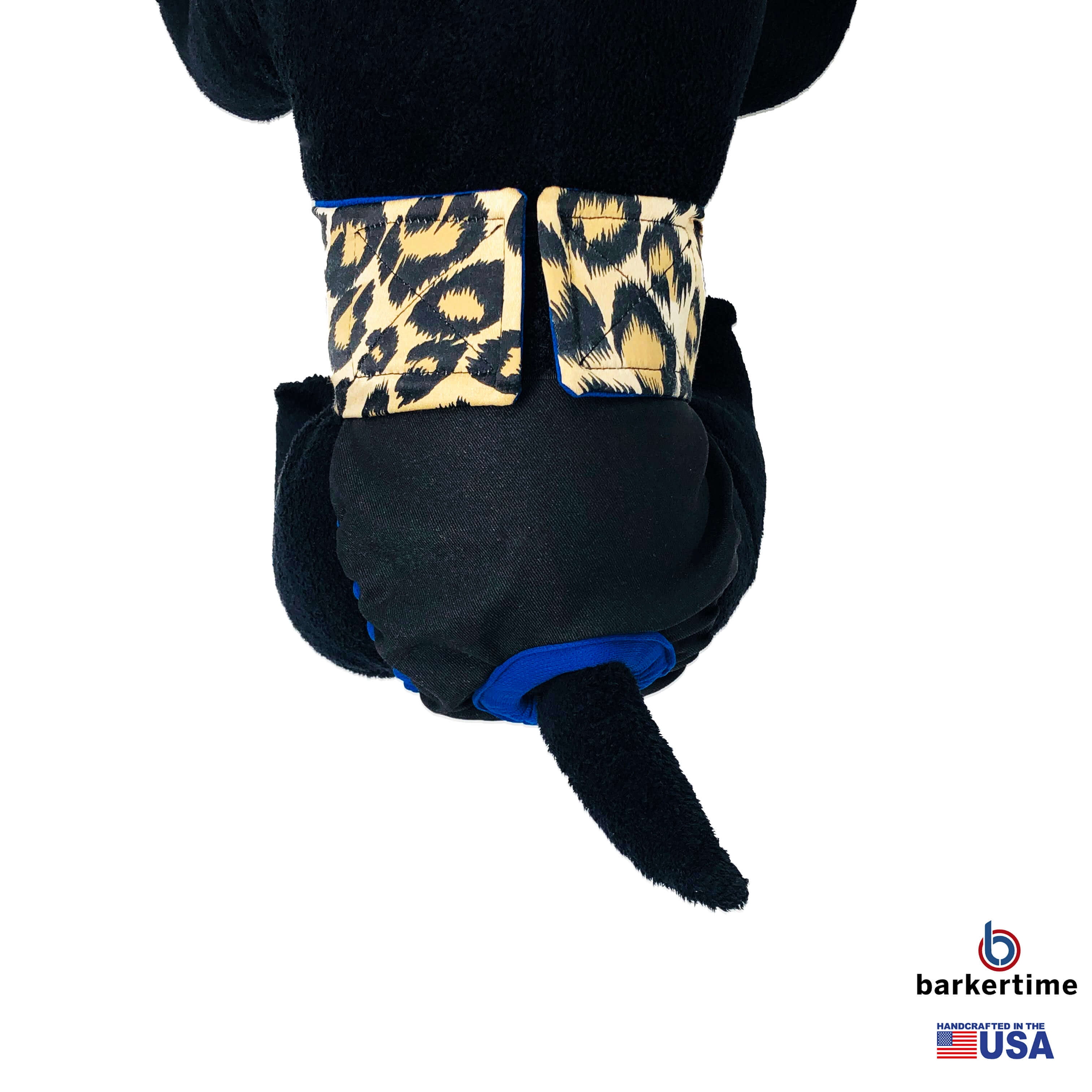 Barkertime Cheetah on Black Waterproof Premium Dog Diaper - Made in USA