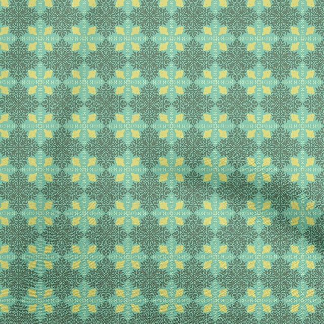 oneOone Polyester Spandex Green Fabric Arabic Moroccan Craft Projects Decor Fabric Printed By The Yard 56 Inch Wide