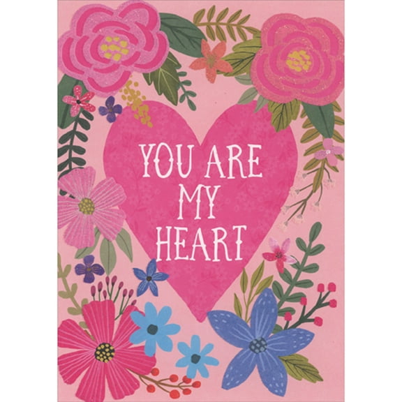 RSVP You Are My Heart: Pink Heart Surrounded by Sparkling Flowers Valentine's Day Card for Daughter
