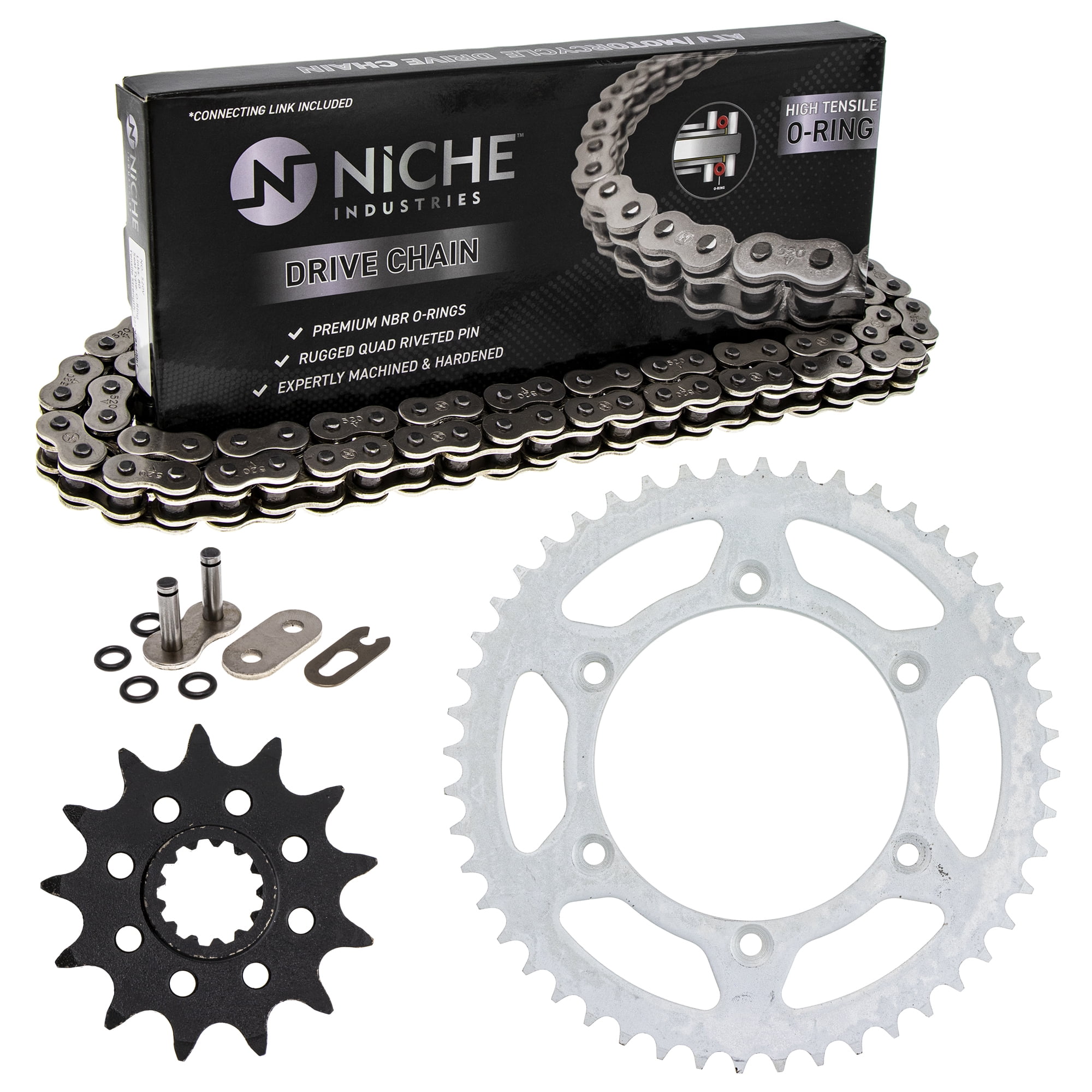 Nickel for 1997-1998 Suzuki RM250 Volar O-Ring Chain and Sprocket Kit 
