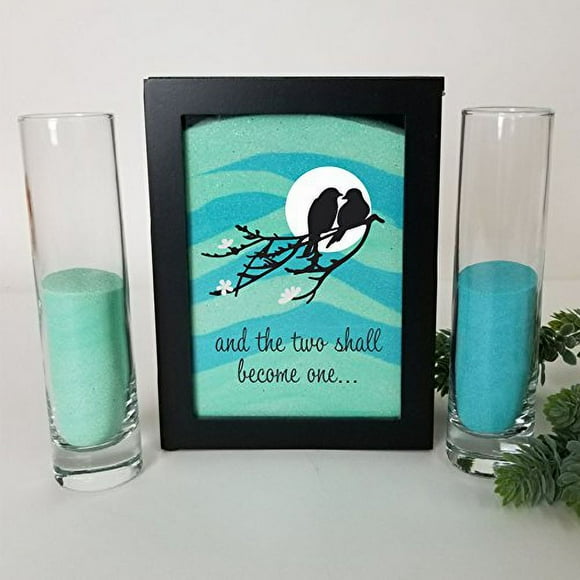 Sand Ceremony Set, Black Shadow Box and The Two Shall Become One, Wedding, Vow Renewal, Unity Sand Ceremony Set, Beach Wedding Decor, Unity Candle Set, Destination Wedding