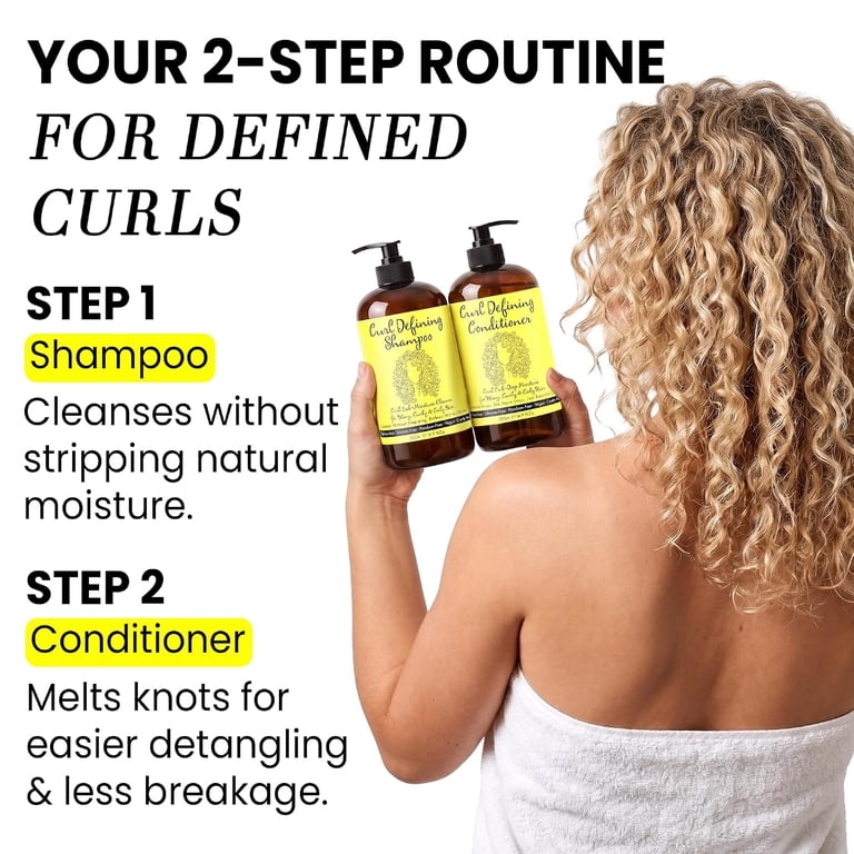 Curly Hair Shampoo and Conditioner Set for Frizz Control & Curl ...