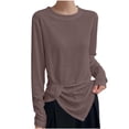 thumbnail image 2 of Neewe Womens Long Sleeve Shirts Basic Tee Fall Trendy Pleated Casual Slim Basic Comfy 2026 Fashion, 2 of 5