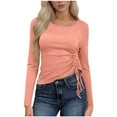 thumbnail image 2 of Roncen Chemises à Manches Longues pour Femmes Col Rond Hauts Coupe Ample Extensible Décontracté Entraînement Basique T-Shirts de Printemps 2026, 2 of 6