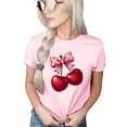 thumbnail image 2 of Valentine Cherry Bow Hearts Center Design Casual Short Sleeve Shirt ( XX-Large, Light Pink), 2 of 5