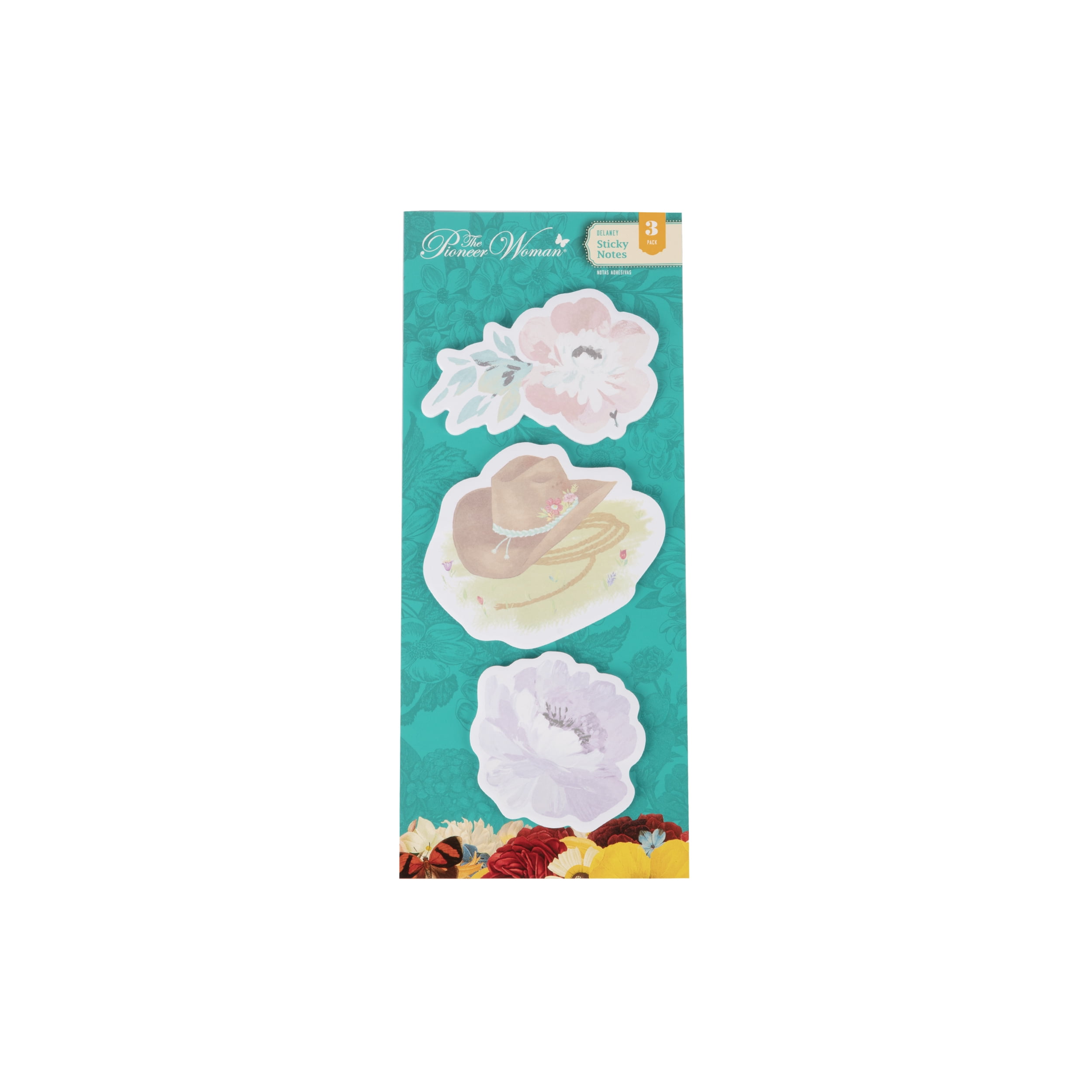 The Pioneer Woman Delaney 3-Piece Sticky Note Pad Set, Multicolor