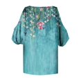 thumbnail image 5 of Blusa informal de manga corta con cuello en V y hombros descubiertos para mujer Pompotops hkajfhjk468429, 5 of 5