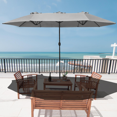 thumbnail image 2 of Lacoo 15 Ft Grey Patio Double Sided Outdoor Twin Table Umbrella Rectangular Large Market Umbrella with Crank for Patio Shade Outside Deck or Pool, 2 of 7