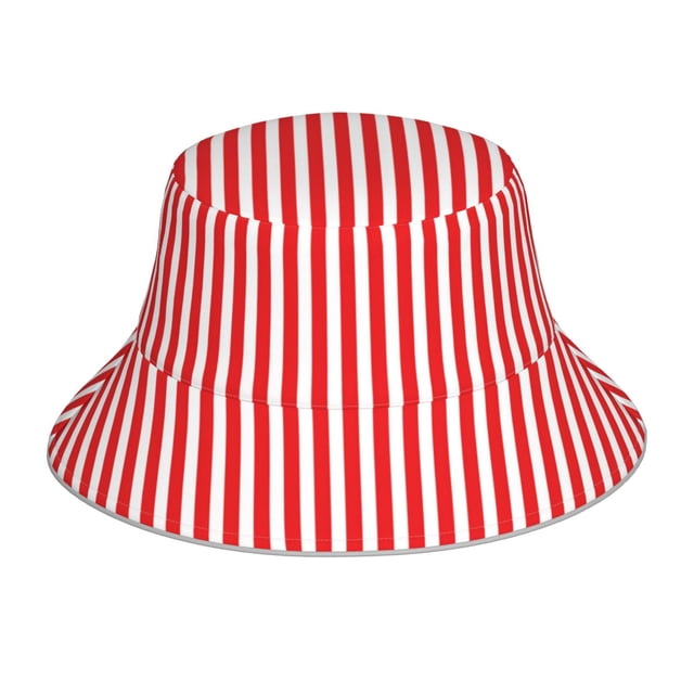 Balery Red And White Stripes Sombreros para el sol para hombre y mujer, sombrero de pescador con UPF 50+