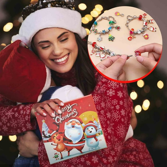 Hwkond Christmas Advent Calendar 24 Day Countdown Christmas Calendar Gift Box Set DIY Beaded Gift Box Christmas Gift