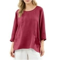 thumbnail image 3 of Women's Long Sleeve V-Neck Top with Mesh Splicing and Solid Color for Spring Summer, 3 of 6