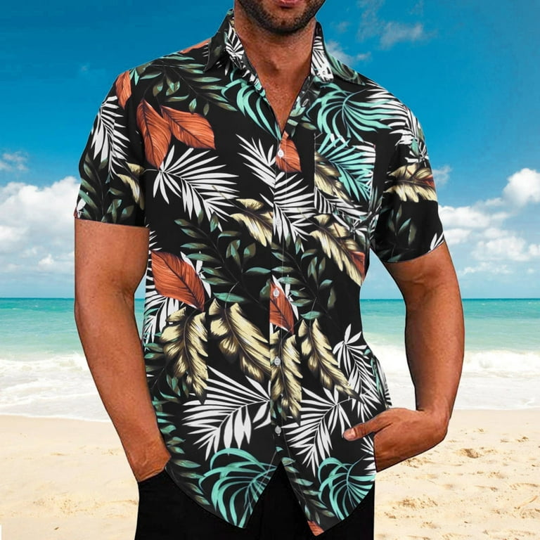 Brand Pocket Print Lapel Polo Shirts Men Summer Short Sleeve