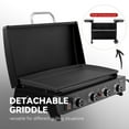 thumbnail image 5 of Royal Gourmet PD4001 30-Inch 4-Burner Gas Griddle with Hood, Tabletop Gas Griddle with Removable Standing Cart, Free-Standing Cart with Side Shelves and Hooks, 5 of 12