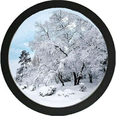 Fymlhomi Round Photo Frame Wooden Wall Hanging Picture Frames for Home Office Wall Decor (Black, 8 inch)