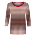 thumbnail image 4 of Fashion Women's Striped Printed Blouse Three-Quarter Sleeve Round Neck Casual Top, Comfortable Summer Shirt, Lightweight and Versatile, Perfect for Work, Weekend, or Daily Wear, 4 of 5