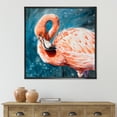 thumbnail image 2 of Designart 'Pink Flamingos Love Birds In Blue Water II' Farmhouse Framed Canvas Wall Art Print, 2 of 5
