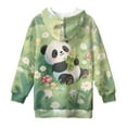 thumbnail image 5 of Psesaysky Cartoon Panda Print Pullover Hoodies for Teen Girls Trendy Fall Fashion Long Sleeve Hoodie Dress Tops Hooded Sweatshirts for 7-8 Years, 5 of 7