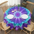 thumbnail image 3 of Purple Blue Tie Dye Spiral Pattern Round Tablecloth 60"x60",Wrinkle Wipeable Table Cloth for Kitchen Dining Room Picnic Patio Party, 3 of 6