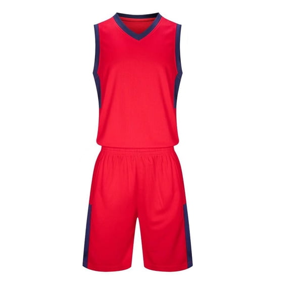 Nilvkv Toddler Workout Set, Boys Summer Outfits, Kids Solid V Neck Sleeveless Basketball Jersey and Shorts Sporty Set Red 8-10 Years