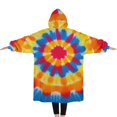 thumbnail image 2 of Oversized Wearable Blanket Hoodie,Colorful Tie Dye Mandala Sherpa Blanket Hoodie with Super Pockets,Super Warm Fuzzy Pullover for Women & Men, 2 of 6