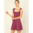 thumbnail image 3 of Unique Bargains Robe Salopette Courte en Faux Suède pour Femmes, Rouge Vin TG, 3 of 6