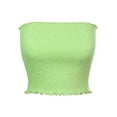 thumbnail image 1 of MixMatchy Women's Solid Ruffled Edge Ribbed Crop Tube Top, 1 of 4