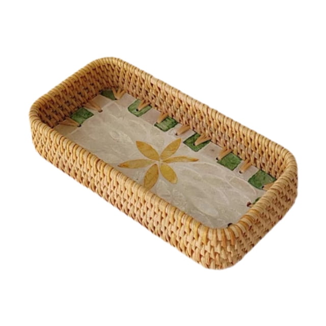 Cesta de mimbre rectangular para fruta, bandeja para servir y pan, decoración de mesa para 20x10x4cm