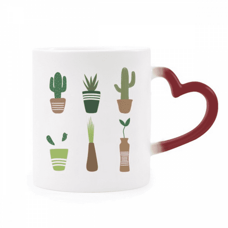 

Cactus Potted Succulents Heat Sensitive Mug Red Color Changing Stoneware Cup