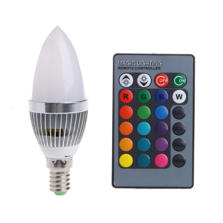 SDFGTstore E14 3W RGB LED 15 Colors Changing Candle Light Bulb Lamp for w/Remote Control AC