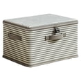 thumbnail image 1 of ¡Liquidación! Caja de almacenamiento a rayas Nayueo gris de 38 x 26 x 26 pulgadas, bolsa grande para guardar mantas, con cremallera y contenedor de manejo reforzado, organizador de armario y bolsa de, 1 of 8