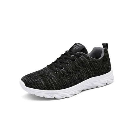

UKAP Mens Sneakers Fitness Workout Walking Shoe Mesh Running Low Top Lace Up Casual Sneaker Men Trainers Patchwork Comfort Black Gray 10
