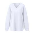 thumbnail image 5 of DHFJKG Women's Oversized Sweatshirt V Neck Long Sleeved Pullover Solid Color Casual Sporty Hoodless Sweatshirts Comfort Tops, 5 of 5