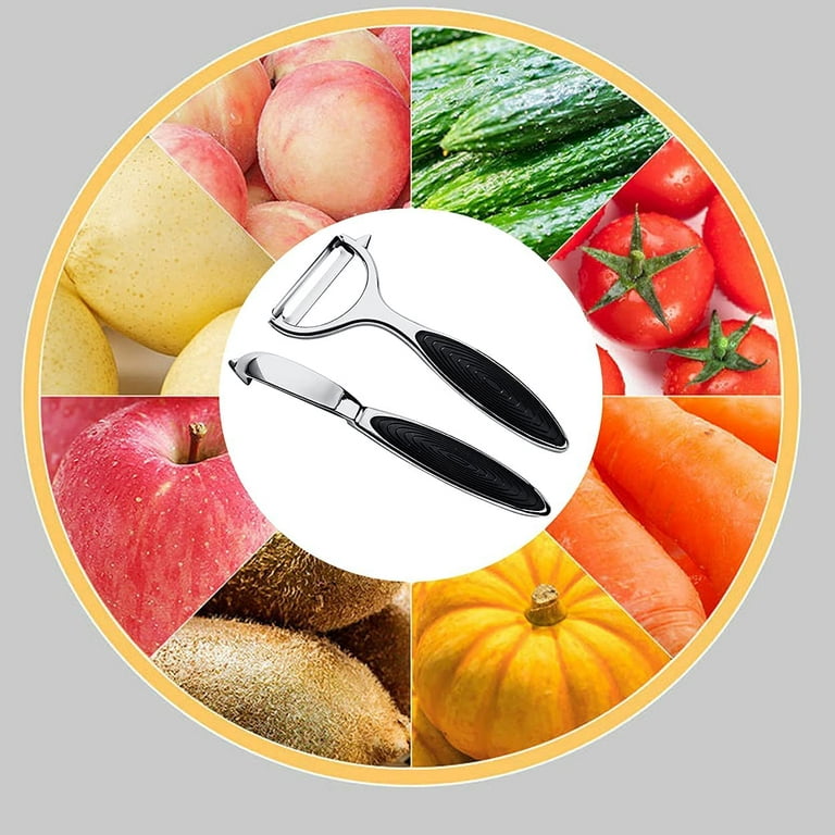 Vegetable Peelers Set – 2 Pack for Kitchen, Apple, Fruit, Carrot, Veggie, Potatoes  Peeler, Y-Shaped and Swivel Stainless Steel Blades Peelers, Ergonomic  Non-Slip Handle & Sharp Blade 