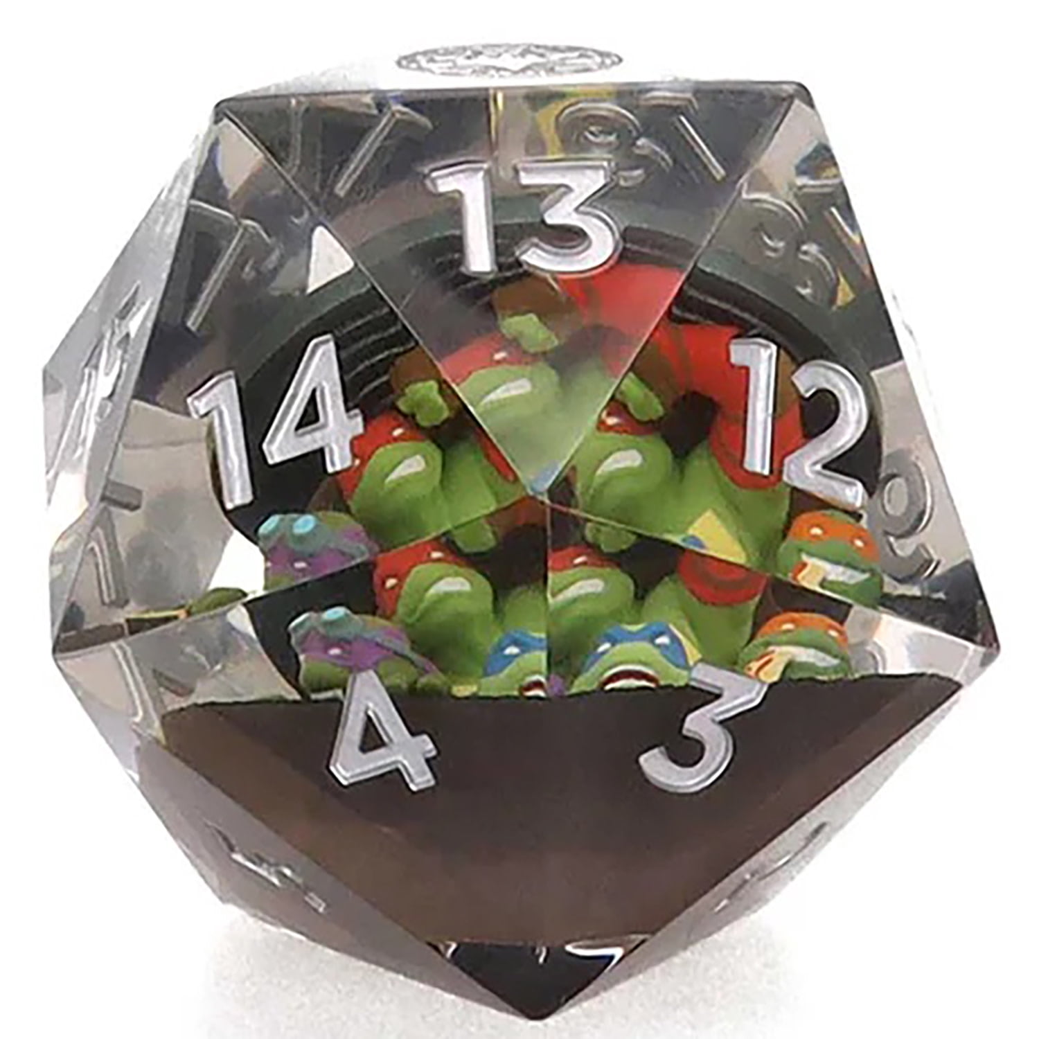 Magic The Gathering: Teenage Mutant Ninja Turtles - 55mm Spindown d20 Life Counter, 3D Figures Inside Resin, Black & Green, RPG Collectible Dice