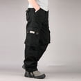 thumbnail image 5 of Pantalones largos para hombre, pantalones deportivos casuales con bolsillos cargo y cordones, pantalones largos tipo lápiz, pantalones de algodón y poliéster para hombre, 5 of 5