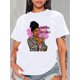 thumbnail image 1 of Camiseta básica para mujer de veranoChic Leopard Print & Letter Graphic Tee for Women - Casual Round Neck Short Sleeve Top, Breathable Polyester, Machine WashableFather's Day, Mother's Day, New Year, 1 of 7
