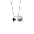 thumbnail image 2 of Delight Jewelry Silvertone Small Long Black Heart Silvertone Script Initial Disc - W - Charm Necklace, 20"+3", 2 of 4