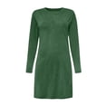 thumbnail image 6 of Womens Elegant Long Sleeve Short Dress Cotton Wedding Guest Crewneck Cocktail Dresses Army Green S, 6 of 6