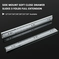 thumbnail image 2 of knobelite 5 Pair 20 Inch Soft Close Side Mount Drawer Slides, 3 Folds Full Extension Ball Bearing Side Mount Drawer Rails, 100 LB Capacity with Screws and Instructions, 2 of 6